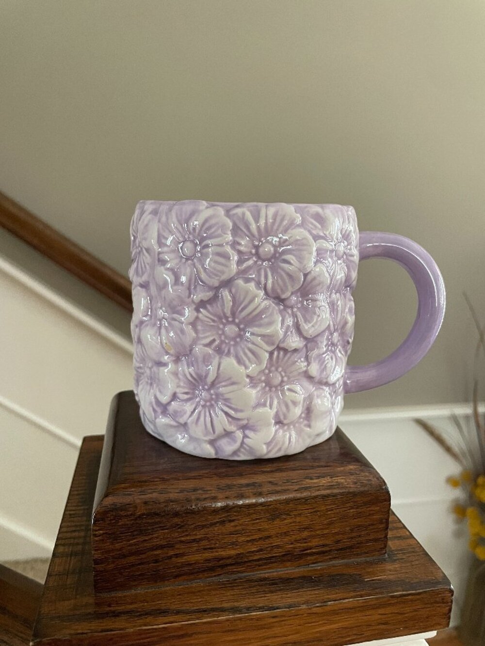Lavender Purple 3-D Embossed Flower Mug 18oz Seeds & Sunshine